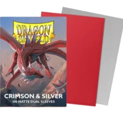 Dragon Shield Matte Dual Sleeves - Crimson & Silver (Czerwone na zewnątrz i srebrne w środku)