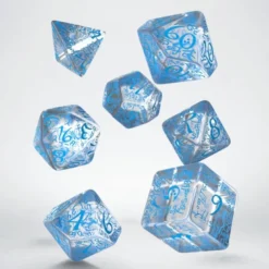 Kości RPG Elfickie: Przejrzysto-niebieskie