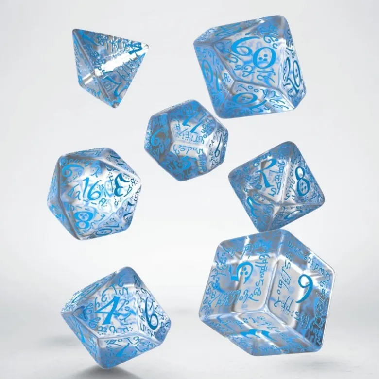 Kości RPG Elfickie: Przejrzysto-niebieskie