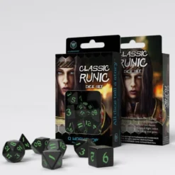 Kości RPG Klasyczne Runiczne: Czarno-zielone