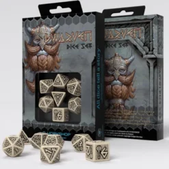 Kości RPG Krasnoludzkie: Beżowo-czarne