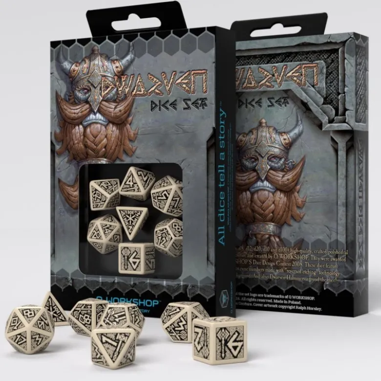 Kości RPG Krasnoludzkie: Beżowo-czarne