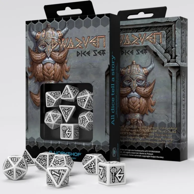Kości RPG Krasnoludzkie: Biało-czarne