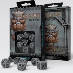 Kości RPG Krasnoludzkie: Szaro-czarne