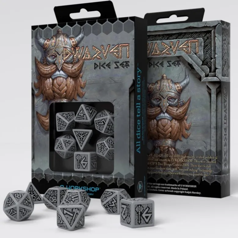 Kości RPG Krasnoludzkie: Szaro-czarne