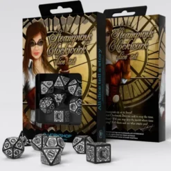 Kości RPG Steampunk Clockwork: Czarno-białe
