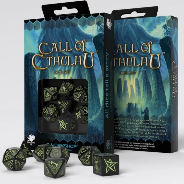 Kości RPG Zew Cthulhu: Czarno-fosforyzujące