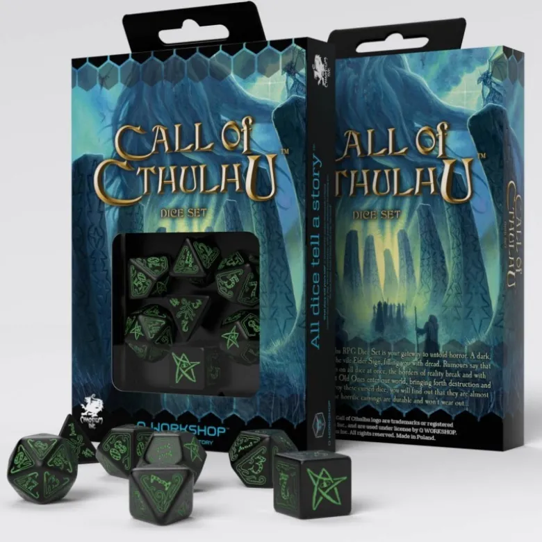 Kości RPG Zew Cthulhu: Czarno-zielone