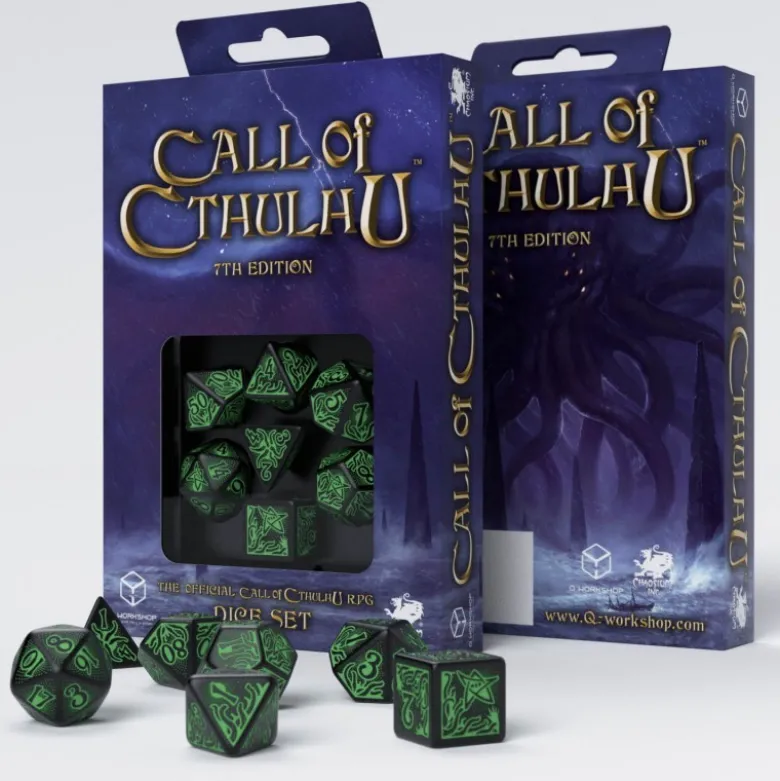 Kości RPG Zew Cthulhu 7. Edycja Czarno-zielone