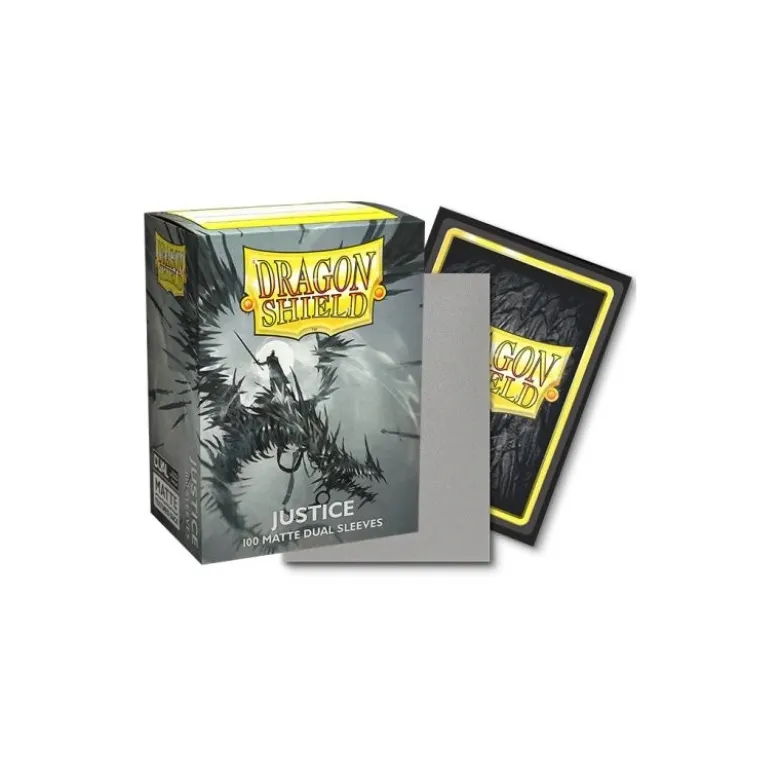 Koszulki Dragon Shield matte dual sleeves Justice standard size (Srebrne na zewnątrz, czarne wewnątrz)