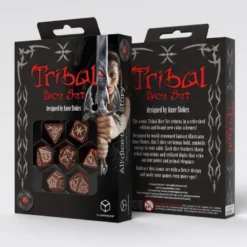 Q Workshop: Tribal Dice Set: Lśniąco-czerwono-beżowe