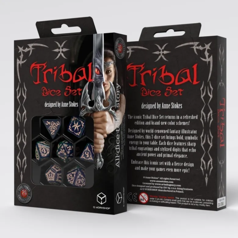 Q Workshop: Tribal Dice Set: Niebiesko-zielono-beżowe