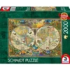 Schmidt PQ Puzzle: Mapa świata i mityczne stworzenia (2000 elementów)
