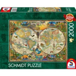 Schmidt PQ Puzzle: Mapa świata i mityczne stworzenia (2000 elementów)