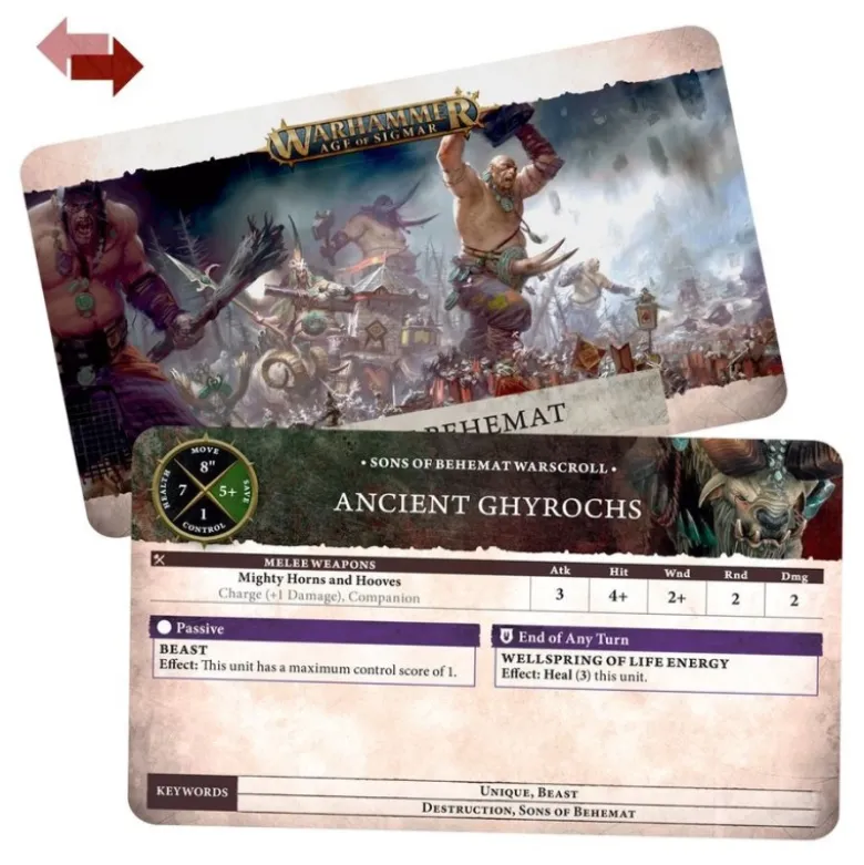 Warhammer Age of Sigmar: Sons of Behemat: Warscroll Cards