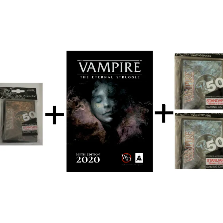 Zestaw! VTES Vampire: The Eternal Stuggle 5 Zestaw Starterów Camarilla + 2x koszulki Krypta + 1x koszulki Biblioteka